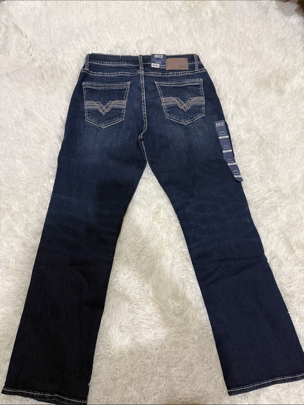 BKE Men’s Dark Blue Bootcut Jeans